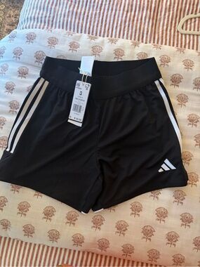 adidas Black Athletic Shorts with White Stripe Accents